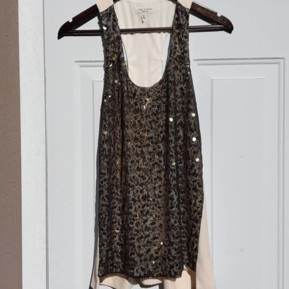 Rag & Bone Bahia Top Gold Sequin 100% Silk  Medium - Picture 4 of 17